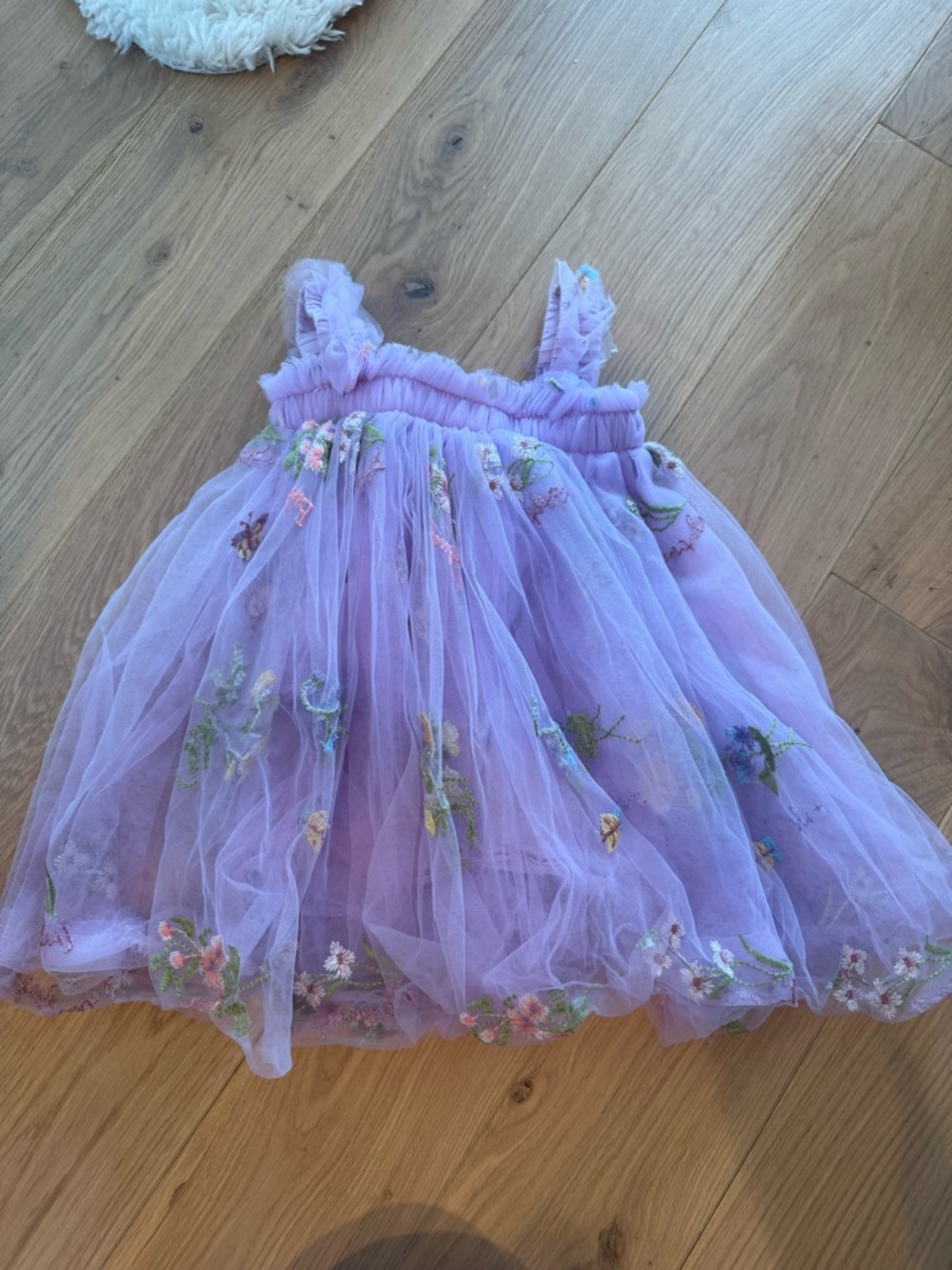 Lavender Tulle Floral Embroidered Dress